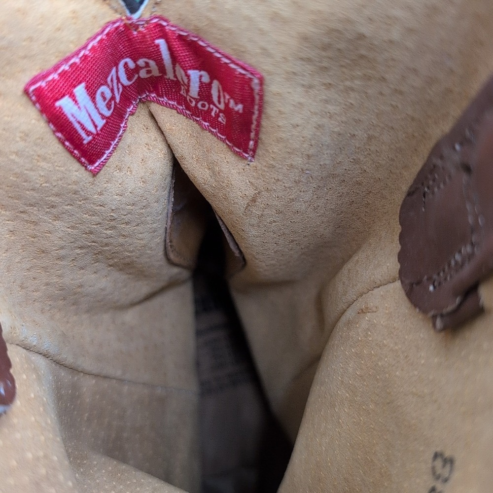 VTG Mezcalero Slouch Style Brown Boots Men's 9.5 - 27 1/2 EE Leather Mexican New - Picture 14 of 14